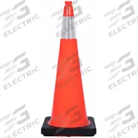 Traffic Cone with Bands: MUTCD/NCHRP-350, 36 in Cone Ht, Orange, High-Intensity Prismatic, PVC (MPN RS90055CT3M6). Key specifications — Base Color: Black; Brand: APPROVED VENDOR; Cone Material: PVC; Legend: Blank; Includes: Grip Top.
