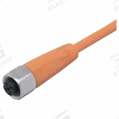 IFM Single-Ended Cordset: M12 Female Straight X Bare Wire, 5 Pins, Orange, PVC - Single-Ended Cordsets with PVC Jacket for Flexing Applications