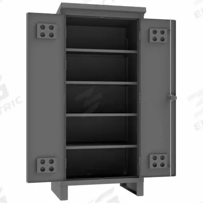 DURHAM MFG Storage Cabinet: 36 1/2 in x 24 in x 78 in, Swing Handle & Padlock Hasp - Outdoor Industrial Shelf Cabinets