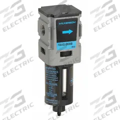 WILKERSON Compressed Air Filter: Particulate, 1/4 in NPT, 5 micron, 42 cfm, 150 psi Max Op Pressure (MPN F08-02-SK00B). Key specifications — attr110055: F08; attr110008: WILKERSON.