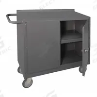 DURHAM MFG Mobile Cabinet Workbench: 48 in x 18 in, Steel, 1,200 lb Overall Load Capacity, Gray (MPN 2220-95). Key specifications — Included Components: Handle on Side; Assembly: Fully Assembled; Brand: DURHAM MFG.