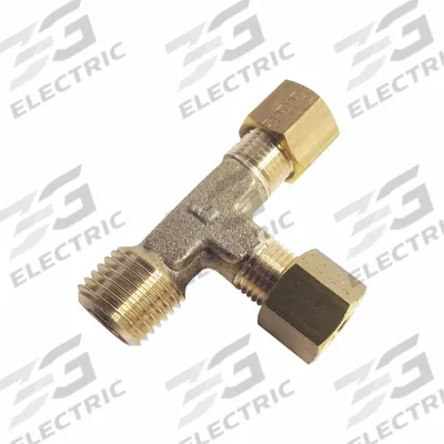 PARKER Compression Tee Fitting: 1/4 in Pipe x 12 mm OD x 12 mm OD Fitting Size - Standard Sleeve Brass Compression Fittings