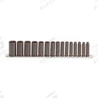 PROTO Impact Socket Set: 3/8 in Drive Size, Small Set (0-50 pieces) Set Size, 15 Pieces, Black Oxide (MPN J72116). Key specifications — attr1204251: PROTO; attr1215453: 3/8 in; attr1215454: 1/4 in to 1 in.
