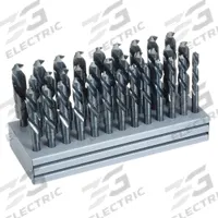 CHICAGO-LATROBE Reduced Shank Drill Bit Set: 33 Pc, 1/2" to 1", 118° Point, Black Oxide HSS (MPN 69848). Key specifications — attr1239180: 1/2 in to 1 in by 64ths; attr1239179: Metal Stand.