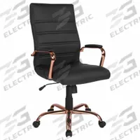 FLASH FURNITURE Office Chair: Whitney, Black, Faux Leather Material, 23 in Back Ht, 19 in Seat Wd (MPN GO-2286H-BK-RSGLD-GG). Key specifications — attr995518: Whitney; attr982877: Rose Gold; attr982913: Yes; attr982865: Black; attr982870: FLASH FURNITURE; attr982901: Black.