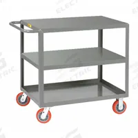 LITTLE GIANT Utility Cart: 2,000 lb, 48 in L x 24 in W Shelf, 3 Shelves, Gray, Flat (MPN 3LG-2448-6PY). Key specifications — Caster/Wheel Configuration: (2) Swivel; Brand: LITTLE GIANT; Caster Wheel/Tread Material: Polyurethane.