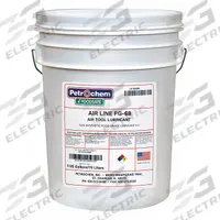 PETROCHEM Air Tool Oil: Synthetic, -63°F Min. Op Temp., 485°F Max. Op Temp., NSF H1, Food Grade (MPN FOODSAFE AIRLINE TOOL FG-68-005). Key specifications — attr1321222: Synthetic; attr1321226: 20W; attr1321227: 134; attr1321244: PETROCHEM; attr1321245: Pail.