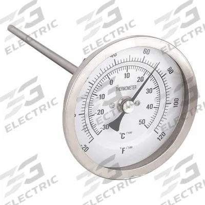 APPROVED VENDOR Dial Thermometer: -20°F to 120°F /-30°C to 50°C, ±1% Accuracy - Back-Mount Fixed-Angle Thread-Mount Dial Thermometers