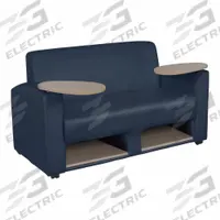 REGENCY Love Seat: Blue, Navy Blue, 4 Casters/Glides, Built-In Shelf Below Seat, 56 in Overall Wd (MPN 7702NOBE). Key specifications — Brand: REGENCY; Features: Built-In Shelf Below Seat; Frame Color: Navy Blue; Back Material: Vinyl; Seat Material: Vinyl; Chair Material: Vinyl.