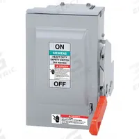 SIEMENS Solar Safety Disconnect Switch: Non-Fusible, 200 A, 600V AC, Indoor/Outdoor (MPN HNF364RPVPG). Key specifications — Phase: Three; UL 98B Certification: Yes; Brand: SIEMENS.