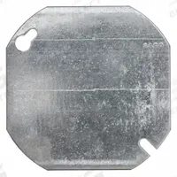 RACO Electrical Box Cover: Blank, For Octagon Box Shape, Steel, 4 1/16 in Overall Lg (MPN 722). Key specifications — Brand: RACO; For Box Shape: Octagon; Material: Steel; Cover Design: Blank.