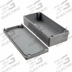 HAMMOND Enclosure: Polyester, 14 in x 6 in x 4 in, NEMA 4/4X, Solid Cover, Screw On (MPN 1590ZGRP163). Key specifications — Brand: HAMMOND; Closure Method: Screws; Enclosure Material: Polyester; Knockouts: Not Included.
