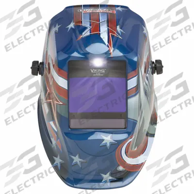LINCOLN ELECTRIC Welding Helmet: Auto-Darkening, 4 Arc Sensors, Blue/Red/White - Auto-Darkening Welding Helmets - Graphic