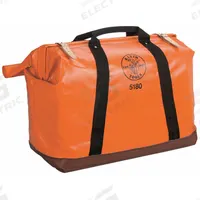 KLEIN TOOLS Tool Bag: 24 in W x 10 in D x 15 in H, Orange, Nylon, 0 Pockets, 1 Inside Pockets, Nylon (MPN 5180). Key specifications — attr1116482: Orange; attr1116498: KLEIN TOOLS; attr1203621: Nylon.