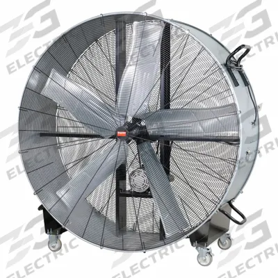 Dayton Portable Fan: 60 in Blade Dia, 120V AC, Mobile, 1 hp, Belt Drive - Standard Industrial Floor Fans