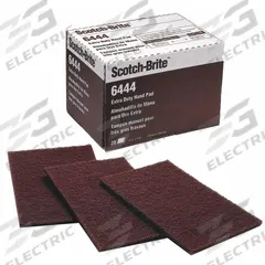 SCOTCH-BRITE Sanding Hand Pad: 6 in x 9 in, Aluminum Oxide, Fine, Tan, 6444B, 60 PK (MPN 7000121091). Key specifications — Series: 6444B; Brand: SCOTCH-BRITE.