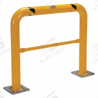 VESTIL Machine Guard: 42 in Top Rail Ht, 5/8 in Mounting Hole Dia, 21 in Mid-Rail Ht, Guardrail (MPN HPRO-RF-48-42-4). Key specifications — Color: Yellow; Material: Steel; Rail Mounting Style: Floor Mounted; Includes Mid-Rail: Mid-Rail Included.