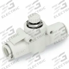 SMC Speed Control Valve: In-Line Fitting, Hex Screw, 1/2 in Valve Body Size, 12 mm Tube, Meter In (MPN AS4002F-12). Key specifications — attr947203: Brass/PBT; attr947205: SMC.