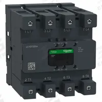 SCHNEIDER ELECTRIC IEC Contactor: Non-Reversing, 4 Poles, 4NO Contacts, 200 A, 120V AC/48V AC Coil (MPN LC1DT200AEHE). Key specifications — Brand: SCHNEIDER; Integrated Surge Suppression: Yes; Nominal Coil Voltage @ 60Hz: 48V AC.