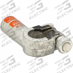FUSION Battery Terminal: Left Elbow, Crimp, 2/0 ga, Orange Color, Negative, Copper/Tin (MPN 4220N). Key specifications — Contact Material: Copper; Alignment: Left Elbow; Color Code: Orange; Connection Type: Crimp; Gauge: 2/0 ga; Polarity: Negative; Brand: FUSION.
