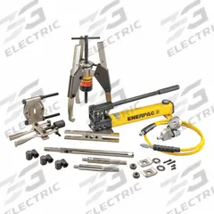 ENERPAC Hydraulic Puller Set: 14 ton Cylinder Nominal Capacity, 1 in Stroke Lg (MPN MPS14H). Key specifications — attr98874: ENERPAC; attr96739: Gauge Adaptor Assembly; attr1177737: Hand Pump.