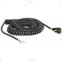 APPROVED VENDOR Coiled Power Cord: 20 ft Lg, 3/16, 5-15P Plug, Bare Wire Receptacle, SJT, PVC, 5-15P (MPN 1TNB9). Key specifications — Brand: APPROVED VENDOR; Jacket Material: PVC.