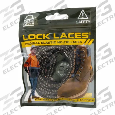 LOCK LACES Safety Boot Laces: CAM72, Camouflage, Elastic, 72 in Overall Lg, Round - Boot & Shoe Laces