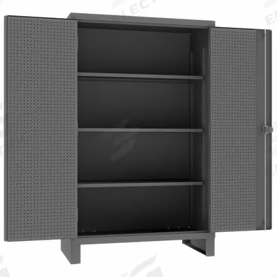DURHAM MFG Pegboard Cabinet: 48 in x 24 in x 78 in, Swing Handle & Padlock Hasp - Industrial Shelf Cabinets with Pegboards