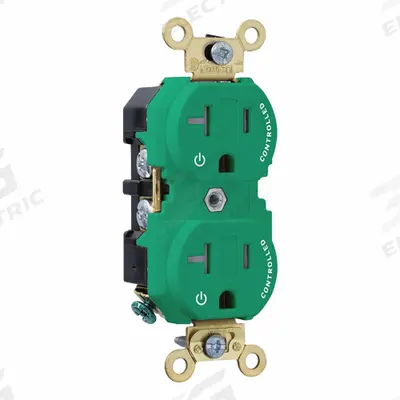 LEVITON Duplex Receptacle Outlet: Duplex, 5-20, Green, 125V AC, 20 A - General Purpose Receptacles