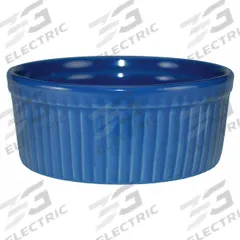 ITI Fluted Ramekin: 6 oz Capacity, Vitrified Stoneware, Blue, Microwaveable, Dishwasher Safe (MPN RAMF-8-LB). Key specifications — Microwaveable: Yes; Oven Safe: No; Brand: ITI; Material: Vitrified Stoneware; Color: Blue; NSF Certified: No; Dishwasher Safe: Yes.