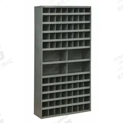 DURHAM MFG Pigeonhole Bin Unit: 34 in x 12 in x 66 in, 84 Compartments, 12 in, Gray, Steel (MPN 735-95). Key specifications — attr7229: Steel; attr38869: DURHAM MFG; attr38873: Gray.