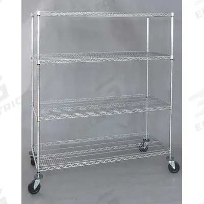 APPROVED VENDOR Wire Shelving Unit: 18 in x 48 in x 69 in, Dry, Split Sleeve, 4 Shelves - Mobile Wire Shelving for Dry Use