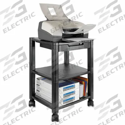 KANTEK Printer Stand: Black, 24 1/2 in Overall Ht, 17 in Overall Wd, 13 1/4 in Overall Dp - Media Carts