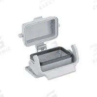 HARTING Rectangular Connector Housing: Size 16 B, Bulkhead Mount, Gray, Aluminum Die-Cast, IP65 (MPN 09300160306). Key specifications — IP Rating: IP65; Size Designation: 16 B; Seal Material: NBR; Locking Type: Single Lever; Brand: HARTING; Primary Material: Aluminum; Operating Temperature Range: -40 to 125 Degrees C.