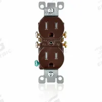 LEVITON Receptacle: Duplex, 5-15, Brown, 125V AC, 15 A, 2 Pole / 3 Wire (MPN T5320)