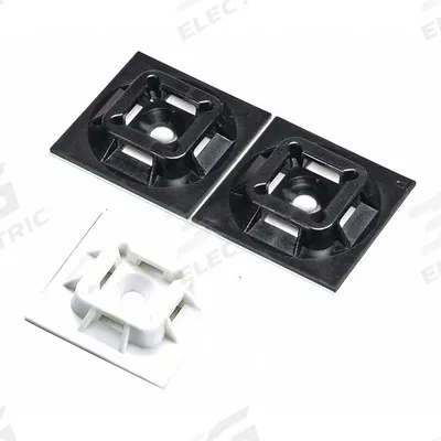 PANDUIT Cable Tie Mounting Base: 0.2 in Slot Wd, 0.06 in Slot Ht, White, 1 in Wd - Adhesive Mount Cable Tie Bases