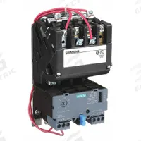 SIEMENS NEMA Magnetic Motor Starter: Non-Reversing, 3 Poles, NEMA Size 1-3/4, 40 A (MPN 14EUE32AA). Key specifications — Brand: SIEMENS; Auxiliary Contact Form: 1NO; Coil Voltage: 110-120/220-240V AC; Phase: Three; Terminal Connection Type: Screw Terminals; Auxiliary Contacts Included: 1NO; Signaling Features: Pilot Light; Thermal Units Required: None (Not Applicable to Electronic Overloads).