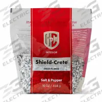H&C Floor Chips: Black/Gray/White, 250 lb/sq ft Coverage Area, Exterior/Interior, 16 oz Container (MPN 20.105200-99). Key specifications — Additive Type: Anti-Slip Additive; Brand: H&C; Base Type: Oil; Water; Color: Black/Gray/White; Use Location: Interior.