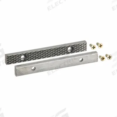 WESTWARD Serrated Jaw: Steel, For 4 in Vise Jaw Wd, 4 Screws, Works with 10D701 - Screw-In Vise Jaw Caps