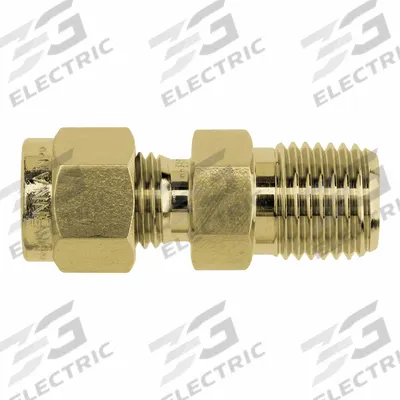 BRENNAN INDUSTRIES Compression Fitting Adapter: 3/8 in OD x 1/8 in Pipe Size, Tube x MNPT - Clean & Bagged Double-Ferrule Brass Compression Fittings