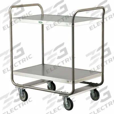 LAKESIDE Tubular Utility Cart: 500 lb Max Load Capacity, 2 Shelves - Open Stainless Steel Carts