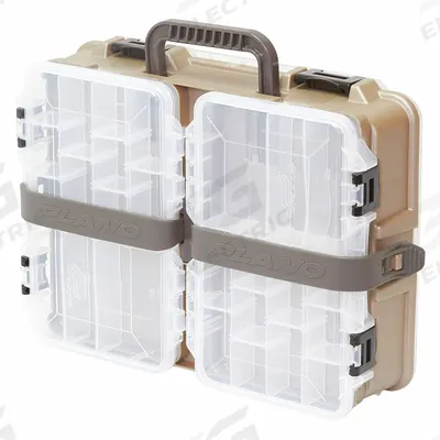 PLANO MOLDING Compartment Box: 15 1/2 in x 12 in x 5 in, Beige/Brown, 9 Compartments - Small Parts Compartmented Boxes with Adjustable Dividers