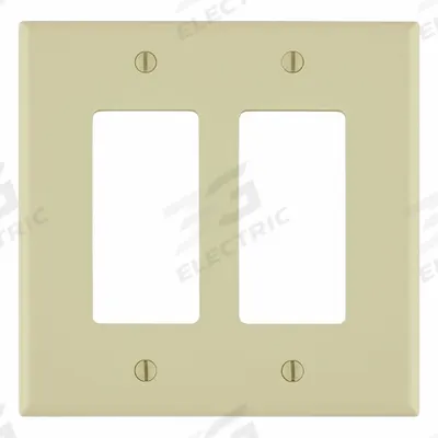 LEVITON Wall Plate: Duplex Outlet, 2 Gang, Ivory - General Purpose Wall Plates