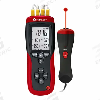TRIPLETT Thermometer: -328°F (Type K) to 2,501°F (Type K), For Type K Thermocouple Type - Thermocouple Meters with Cabled Data Output