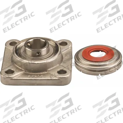NTN 4 Bolt Flange Bearing: Radial Ball, 1 1/2 in Bore, SS, Set Screws, 5 1/8 in Lg - Food-Grade Flange-Mount Ball Bearings
