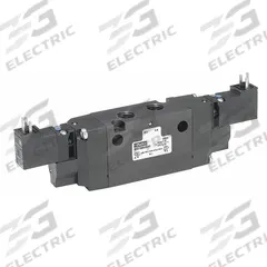 PARKER Solenoid Air Control Valve: B3 Series, Four-Way / Three-Position, Double Solenoid, 24V DC (MPN B370BB549C). Key specifications — attr1084833: Open; attr1084839: DIN Solenoid Connector; attr1093196: Solenoid Coil Included; attr1084853: Internal Pilot; attr1084865: Non-Locking; attr1084872: Solenoid Air Control Valve; attr1084885: Double Solenoid; attr1084828: B370BB549C.