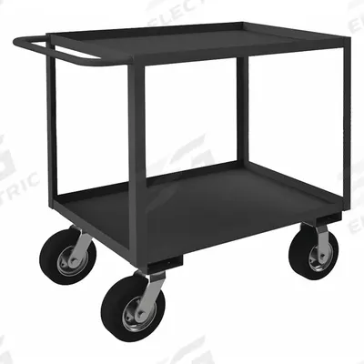 APPROVED VENDOR Utility Cart: 1,200 lb, 36 in L x 24 in W Shelf, 2 Shelves, Gray - Utility Carts with Rough Surface Wheels