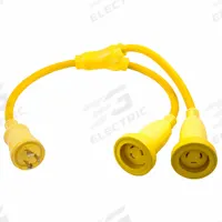 HUBBELL WIRING DEVICE-KELLEMS Marine Adapter: 3 ft Lg, 10 AWG, L5-30P Plug, (2) L5-30R Receptacle (MPN HBL64CM56). Key specifications — Temperature Rating: -40° to 167°F; NEMA Plug Configuration: L5-30P; NEMA Receptacle Configuration: (2) L5-30R; Brand: HUBBELL WIRING DEVICE-KELLEMS.