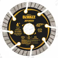 DEWALT Diamond Saw Blade: Masonry, 4 in Blade Dia., 4 in Arbor Size, Wet/Dry, Best, Segmented/Turbo (MPN DW4711T). Key specifications — attr1097734: Wet/Dry; attr1097738: Angle Grinder; attr1097751: DEWALT.