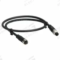 Cordset: M8 Female Straight X M8 Male Straight, 3 Pins, Black, PUR, 1 m Cable Lg (MPN 21348081388010). Key specifications — Cable Jacket Color: Black; End 1 Mounting Orientation: Straight; End 1 Gender: Female; End 1 Connection Type: M8; Cable Jacket Material: PUR; Brand: HARTING; IP Rating: IP67; End 2 Connection Type: M8.